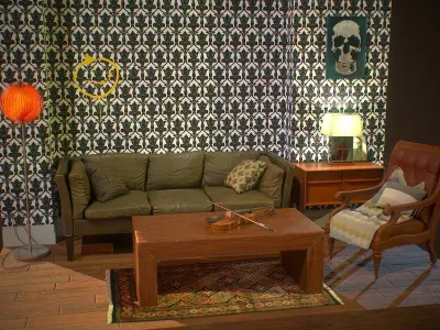 Partial living room display Low-poly 3D model