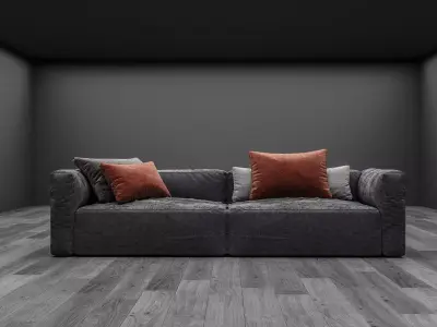 Sofa with wood floor and black wall  3D model