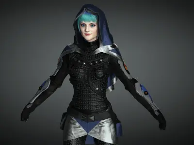 AAA Cyber Punk Female Character 01 Low-poly 3D model
