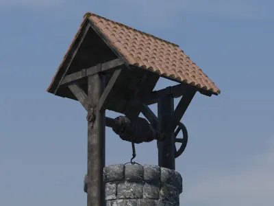 2 full sized Medieval Wells 3D model