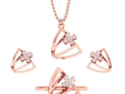 Light weight ring earrings pendant set 3dm stl 4 renders model  3D print model