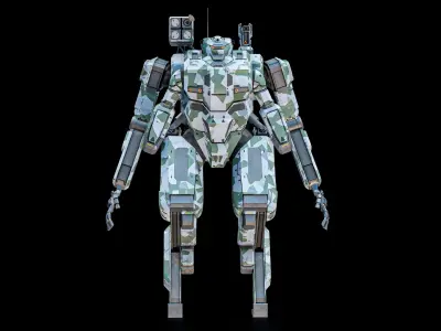  Sci-Fi Combat Mech Exoskeleton Suit - Green Protective PBR 