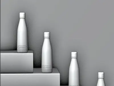 Water Bottle with studio Light  file ready Low-poly 3D model