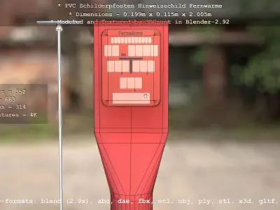 Alle PVC Schilderpfosten und Hinweisschilder 3D Model Pack
