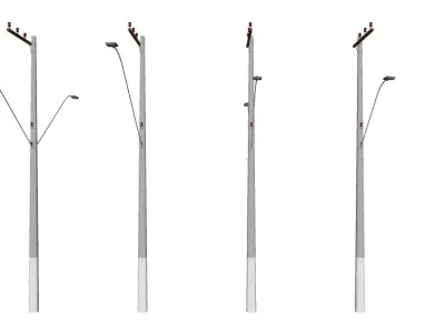 Concrete Lamp Post - Light Pole - Street Light - Group 13 3D model