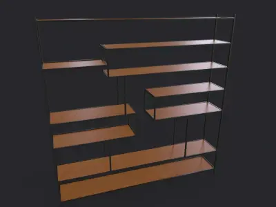 Designer Shelf V1 Wood Metall Low-poly 3D model
