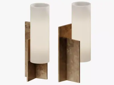 French Modernist Steel and Glass Table Lamps by Boris Lacroix 3D model