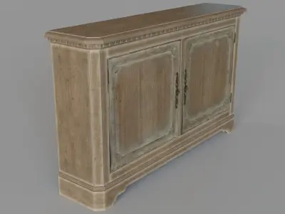 Two Door Storage Console Beige 3D model