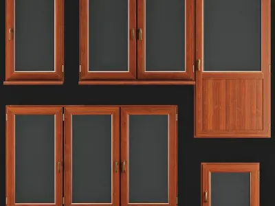 Wooden Windows Low-poly 3D model