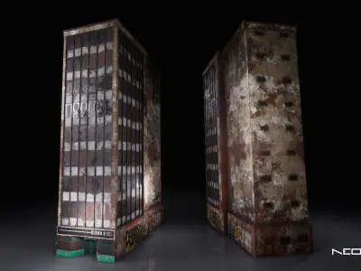 Post Apocalyptic Abandoned Buildings Low-poly 3D model