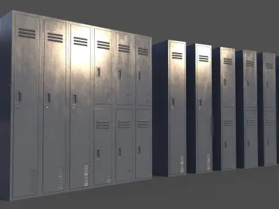 PBR School Gym Locker 06 - Grey Low-poly 3D model