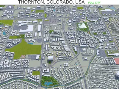 Thornton Colorado USA 30km Low-poly 3D model