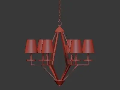 6 Light Washed Gold Chandelier 3D model