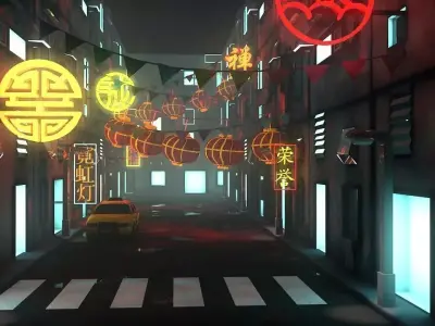 china town  Low-poly 3D model