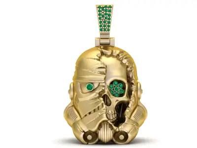 Cyber Skull Fusion Pendant  3D Printable Luxury 3D print model