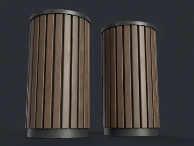Street Trash Can 40 PBR Game Ready Low-poly 3D model