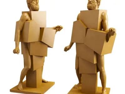 Man of cubes sculpture Low-poly 3D model
