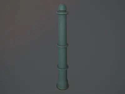 Barrier Bollard pack 5 Green v3 Low-poly 3D model