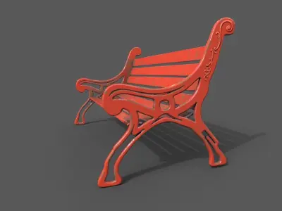 Old Street Bench Low-poly 3D model