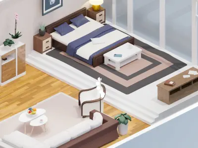 Room 32 Low-poly 3D model