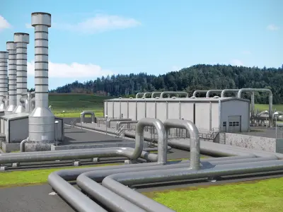  Geothermal Power Plant 3D Model 