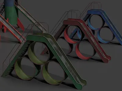 Slides For Playground Low-poly 3D model
