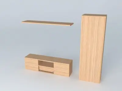Furniture tv unit with shelves and drawers 3D model