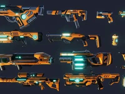 Scifi Weapon pack Low-poly 3D model