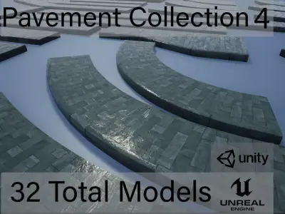 Lowpoly Modular PBR Pavements 4 Low-poly 3D model