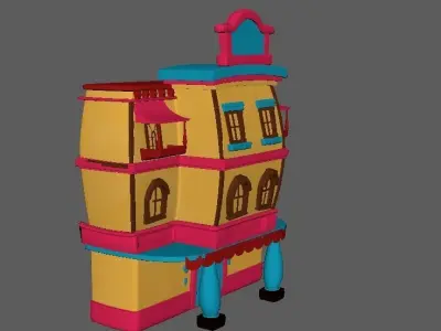 Cartoon Town House Building 3D Model Low-poly 3D model Low-poly 3D model