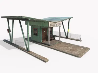 Old Park Entrance And Ticket Booth 3D model
