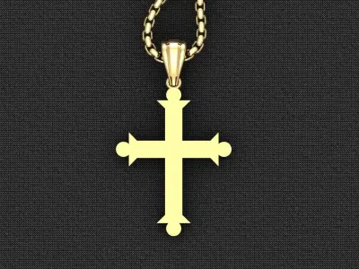 High Cross Pendant Light Gold 18K 3CP051 3D model