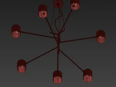 Chandelier modern with six shades 3D model