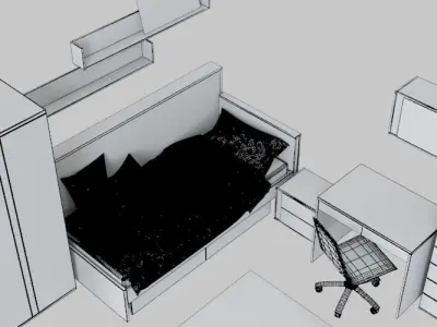 Teenagers Room Furniture Set 3D model