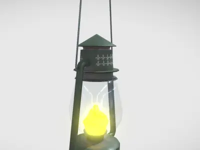 Old Low Poly Kerosene Lamp Low-poly 3D model