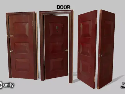 Door red 07 Low-poly 3D model