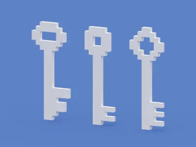  Voxel White Keys Low-poly 3D model