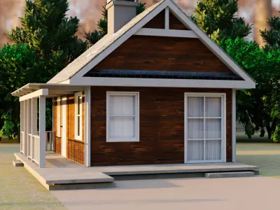 Country House plus environment Low-poly 3D model