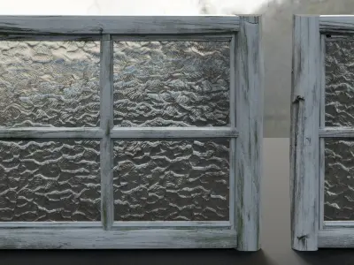 Painted Wooden Old Window -Mid Poly 3D model