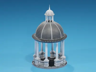 Cartoon Stone Gazebo with Roof 3D model