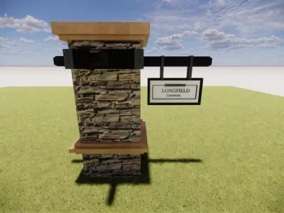  3D Landscape Tall Metal Monument Dynamic Sign Design 3D model