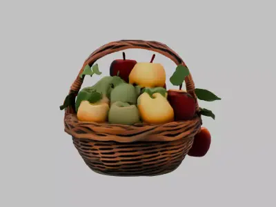 fruit basket Low-poly 3D model