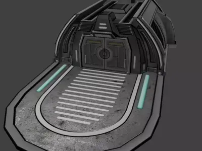 Low poly Sci-fi Landing Building Low-poly 3D model