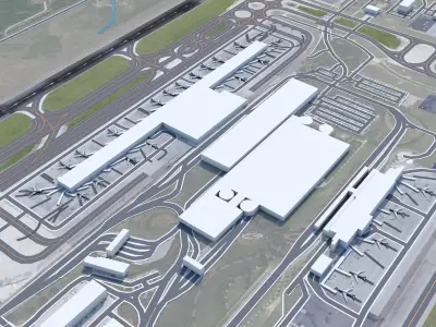 Raleigh Durham Airport Low-poly 3D model