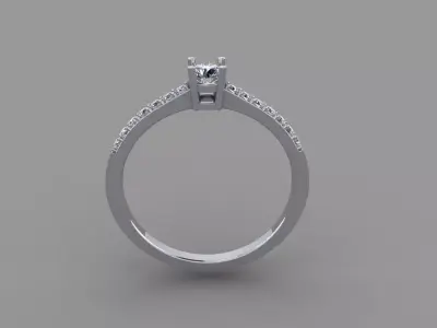 Thin Solitaire Dainty Engagement Ring Share Prong Shank 3D print model