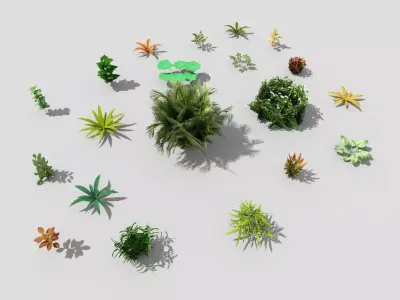 low poly foliage pack Low-poly 3D model