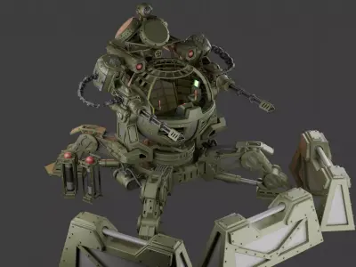 3D Turret with control cockpit  3D model