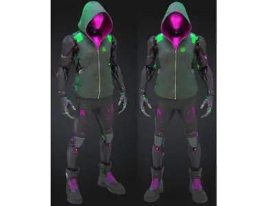 Cyberpunk Street Android Low-poly 3D model