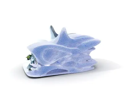 Futuristic Building Model Pack with Organic Architecture Low-poly 3D model