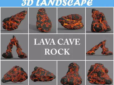 Low poly Lava Rock A-190427 Low-poly 3D model